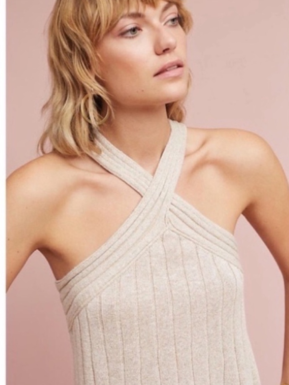 Moth “Meeks “Ribbed Cross‑Halter Tank Top M - Picture 1 of 5